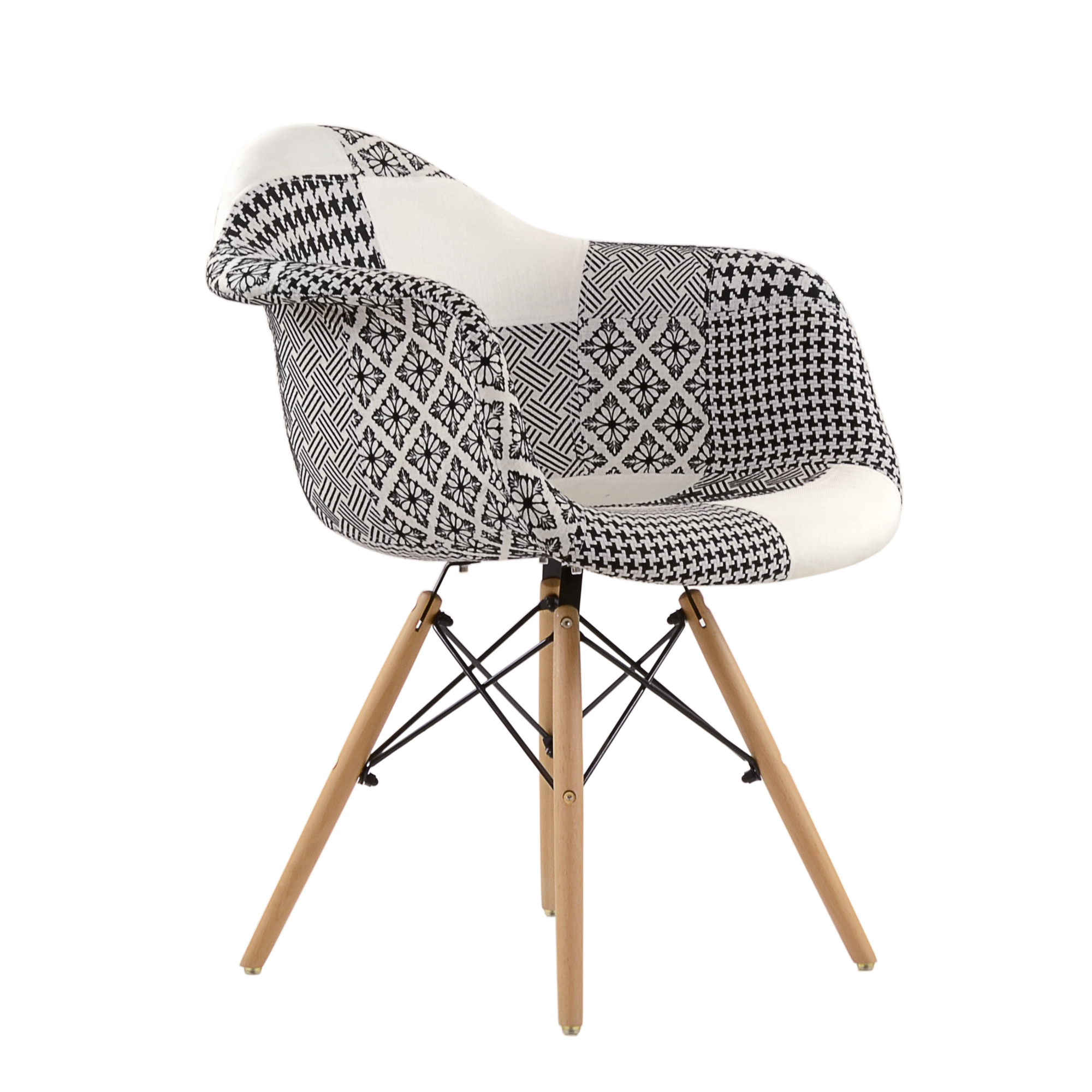 Кресло Barneo N-14 Patchwork черно-белый, Eames style