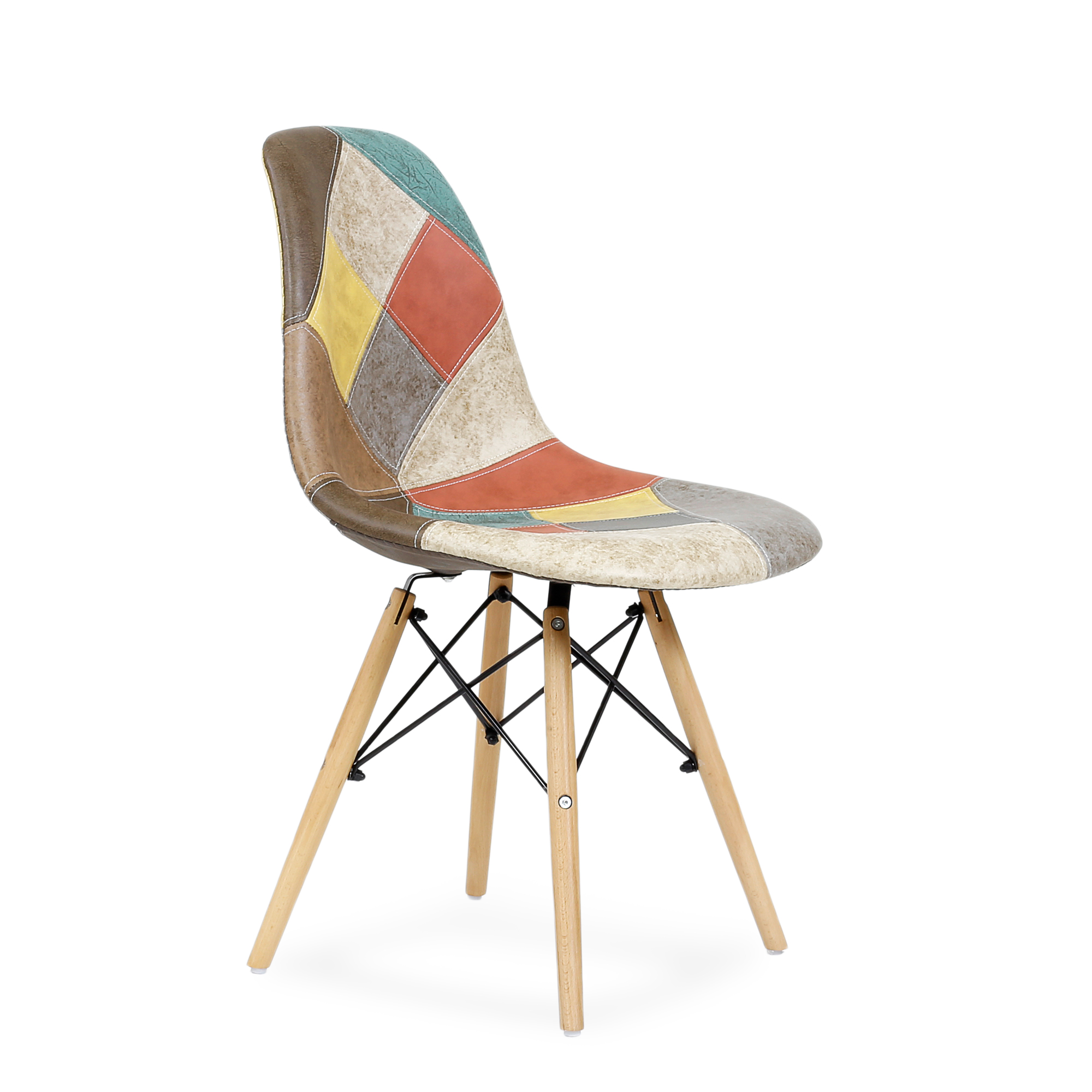 Стул Barneo N-12 Patchwork красно-желто-синий мультиколор, Eames style